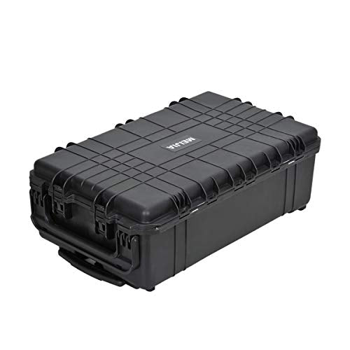 MEIJIA Rolling Waterproof Hard Protective Case, Hard Camera Case with Retractable Pull Handle and Wheels,Customizable Fit Foam Inserted, Black, Elegant Black,31.65x19.37inchx11.02inches - size: 31.65x19.37inchx11.02inches