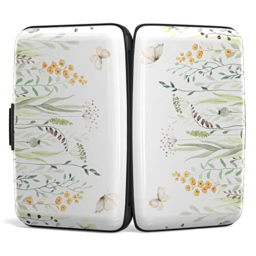 Credit Card Holder, Mini Aluminum Card Wallet RFID Blocking Slim Metal Hard Card Case for Women Men, Butterfly Flowers - color: Butterfly Flowers