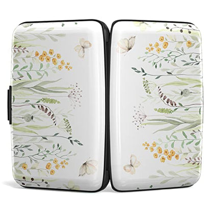 Credit Card Holder, Mini Aluminum Card Wallet RFID Blocking Slim Metal Hard Card Case for Women Men, Butterfly Flowers - color: Butterfly Flowers
