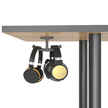 JOTO Headphone Stand Hanger, Silicone Under Desk Dual Headset Holder Mount Hook Hanger for Gaming Headphone Earphone -Black