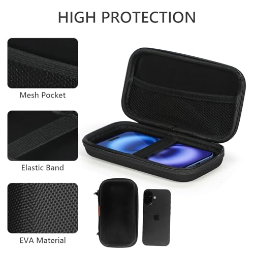 Hard EVA Protective Case, Portable Carrying Bag with Mesh Pocket,Black | Shockproof Bag, Travel Pouch for GPS,USB Drive, USB Charging Cable, Keys, MP3/MP4 Player, Airpods,Elastic Strap - color: Black