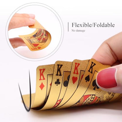 ACELION Waterproof Playing Cards, Plastic Playing Cards, Deck of Cards, Gift Poker Cards (Gold) - color: Gold