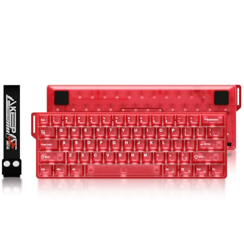 DAREU COOL60 60% Hall Effect Gaming Keyboard with Magnetic Switch, SOCD, 0.01mm Actuation Adjustable Rapid Trigger,8000 Hz Polling, Frosted Transparent Keycaps, Hot-swap, RGB Backlit - color: Red