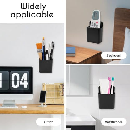 2 PCS Remote Control Holder Wall Mount, TV Remote Control Holder, Self Adhesive Pen Holder Organizers and Accessories for Home Office School (4, Black-4Pcs) - color: Set of 4-Black