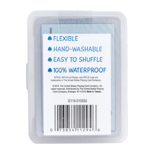 Hoyle Waterproof Clear Plastic Playing Cards 1 Deck Outdoor Pool | Flexible plastic resists bending and tearing, Rinse clean after use, Perfect for camping and beach games