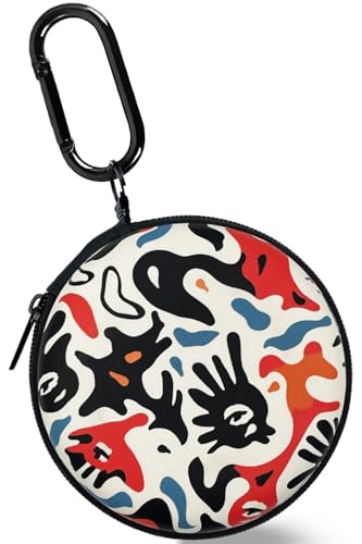 Earbud Case Headphone Organizer Ear Bud Case Portable EVA Carrying Box Storage Bag with Carabiner for AirPods Beats Bose Galaxy Buds 4/3/FE Data Cable Storage (Abstract Painting) - color: Abstract Painting