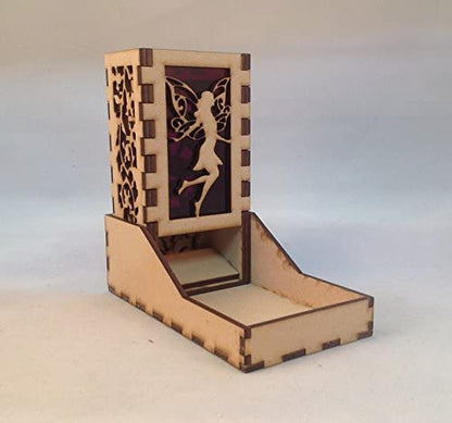 Fairy Mini Dice Tower v1 Purple Acrylic Window Laser Cut MDF Unique Fast Shipping