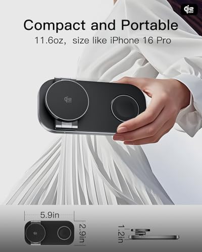 3-in-1 Charging Station for Apple Device, Qi2 25W Certified Magnetic Wireless Foldable Fast Charger Stand Compatible with MagSafe for iPhone 17e/17/16/15/14/13/12/Air Series, Apple Watch & AirPods - color: MatteBlack