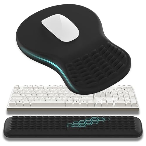 MEKASS Ergonomic Mouse Pad and Keyboard Wrist Rest Set, Super Soft Memory Foam Desk Wrist Support for Computer Keyboard, Non-Slip Arm Palm Rests Cushion for Typing Gaming Office Laptop Mac (Black) - color: Mk01-black