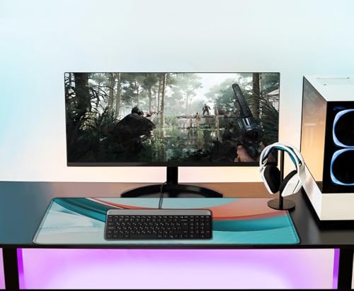 Extra Large Gaming Mouse Pad 31.5 x 11.8 in, Waterproof Mousepad with Stitched Edges, Premium Microfiber Cloth Surface, Non-Slip Base Keyboard Desk Mat for Home Office Gaming, Desktop Blue Red - color: Desktop Blue Red, size: 31.5L x 11.8W inches