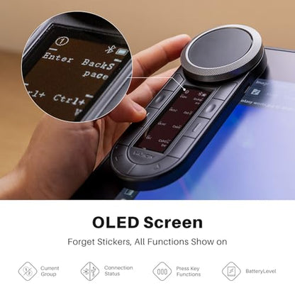 HUION Keydial Remote Bluetooth Macro Pad, 6-Set 8 Customized Keys & 2 Dial | Wireless Programmable Keypad, OLED Display, Work with PC, Mac, Mobile, One-Hand Shortcut Keyboard for Drawing Tablet, Laptops - size: Dual Bluetooth