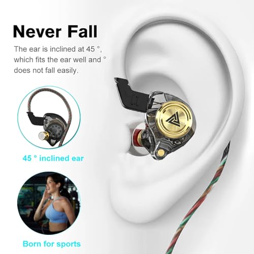 Wired Gaming Earbuds, Ak3file in Ear Monitors, Deep Bass Sound Wired Earbuds, HiFi in Ear Headphones with 1DD 10mm Dynamic Driver, IEM for Music Gaming Video Calling (Black) - color: Black