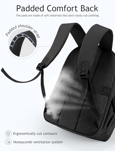 Uselike Travel Backpack for Women, 15.6 Inch Laptop Backpack, Quilted College Bookbag, Cute Work Backpacks, Water Resistant (Black) - color: Black