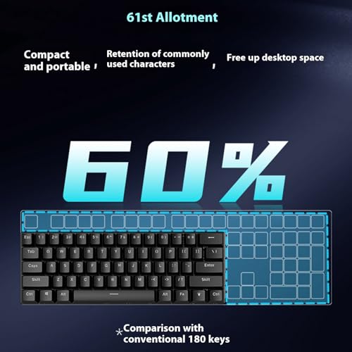 Gaming Keyboard Full Size LED Backlit Quiet Computer Keyboard 61 Key Corded Keyboard For PC Desktop Office Gaming