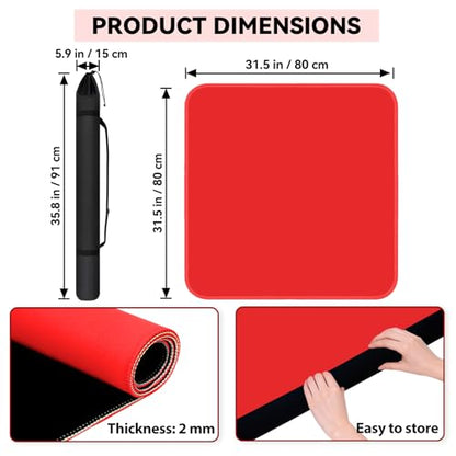 31.5'' Red Mahjong Mat for Table, Non-Slip Noise Reduction Gaming Mat | Classic Gaming Mat with Carrying Bag for Mahjong, Poker, Card, Domino, Board Games, Dominoes,Cards & Tile Games - color: Red