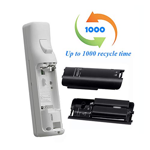 NIFERY Wii Remote Batteries Rechargeable, 2 Pack 2800mAh Rechargeable Batteries for Wii/Wii U Remote Controller (Black) - color: Black