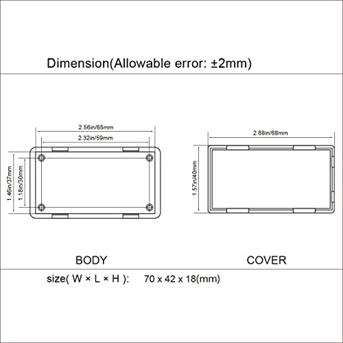 LeMotech Project Box 10 Pieces ABS Plastic Electrical Project Case Small Junction Box for Electronics White 2.76 x 1.65 x 0.70 inch (70 x 42 x 18 mm) - color: 10 pieces, size: 2.76"x 1.65"x 0.70"