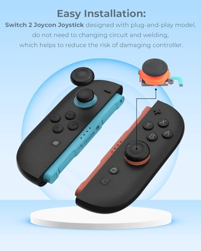 Semaiki for Nintendo Switch 2 Joy-con Joysticks Replacment, 3D Analog Joystick Thumb Caps with Screwdriver, Pry Tool, Tweezer,Anti-Drift Switch 2 Joysticks Parts and Repair Tool Kits