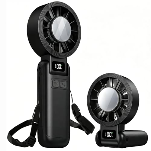Handheld Fan with Ice Cooler, 100 Speed Infinite Adjustment Portable Turbo Fan, Semiconductor Cooling to 60°F, Rechargeable Personal Fan, Small Pocket Fan for Travel Camping Office Makeup