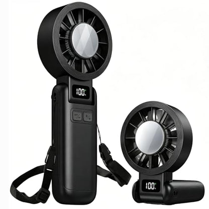 Handheld Fan with Ice Cooler, 100 Speed Infinite Adjustment Portable Turbo Fan, Semiconductor Cooling to 60°F, Rechargeable Personal Fan, Small Pocket Fan for Travel Camping Office Makeup