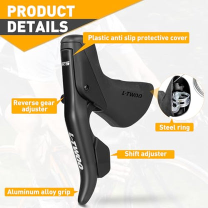 L-TWOO Road Bike Shift Lever 2x7/ 2x8/ 2x9/ 2x10 Speeds Road Bicycle Shifters with Brake Levers Compatible with Shimano - color: 2X9 Speeds