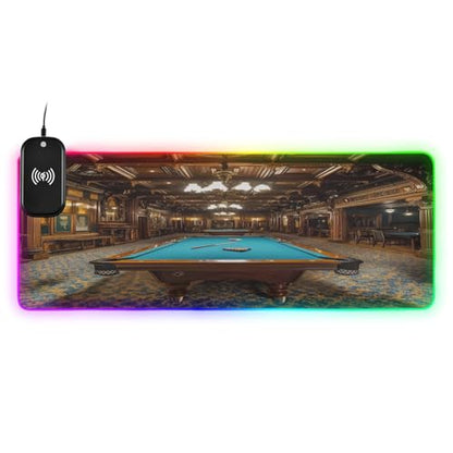 Billiard Gaming Gaming Mouse Pad Led Mousepads RGB Backlit with 14 Lighting Modes, Non Slip Base Soft Computer Keyboard Mat for Gaming PC Laptop Desk, S - size: Small: 31.5 x 11.8in