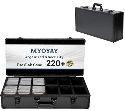 MYOYAY 6 Row 220+ Graded Card Case Trading Card Storage Box with 8 Dividers | Psa Slab Case for Graded Cards Sports Trading Card Storage Fits PSA BGS FGS & SGC