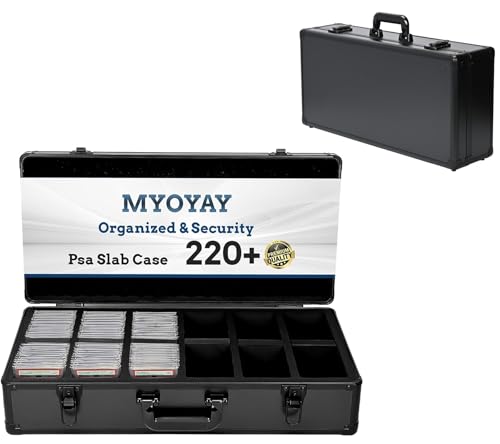 MYOYAY 6 Row 220+ Graded Card Case Trading Card Storage Box with 8 Dividers | Psa Slab Case for Graded Cards Sports Trading Card Storage Fits PSA BGS FGS & SGC