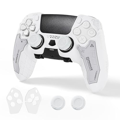 Tactical Skin Set for PS5 Edge Controller, Anti-Slip Silicone Protective Cover Skin Case Compatible with PS5 Edge Wireless Controller with 2 Thumb Grip Caps - Dawn White - color: Dawn White