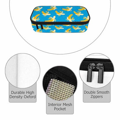 Banana Pencil Holder Bag Yellow Blue Dots Pencil Case College Office Organizer for Teens Adults - color: Banana