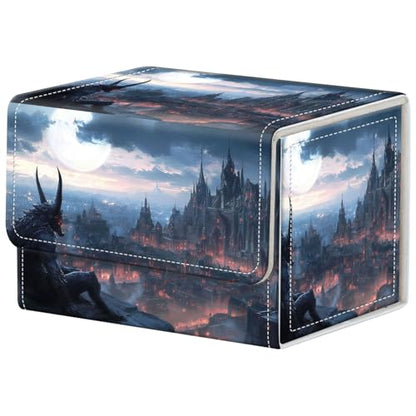 Monster Overlooking City Deck Box for MTG Commander | Holds 100+ Double-Sleeved Cards | Strong Magnetic TCG Card Case for Collectible Games - color: Monster Overlooking City