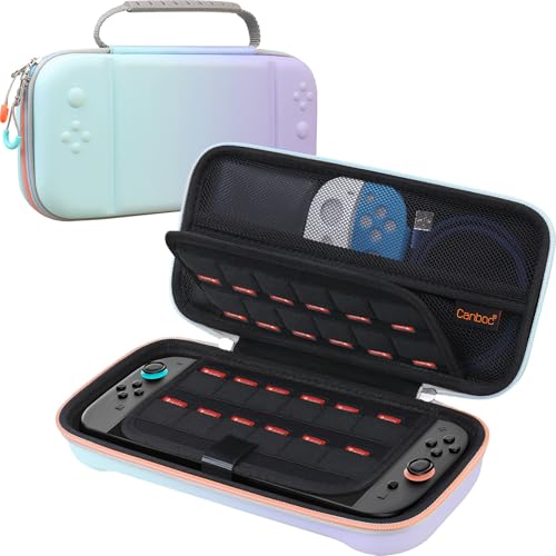 Canboc Carrying Case Compatible with Nintendo Switch 2 (2025), Hard Shell Switch 2 Console Bag with 24 Game Card Slots, Mesh Pocket fit Accessories, Purple Gradient Blue (Case Only) - color: Purple Gradient Blue