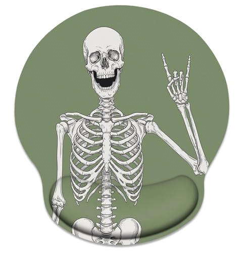 Britimes Ergonomic Mouse Pad with Wrist Support Green Human Skeleton Skull Non-Slip Rubber Base Mousepad for Home Office Gaming Working Computers Laptop Easy Typing & Pain Relief - color: human skeleton green
