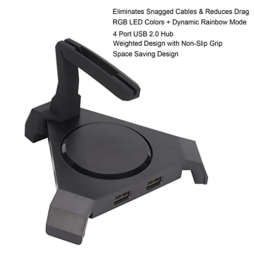 Pro Gaming Mouse Bungee Cable Holder, LED Gaming Mouse Bungee Cord Holder with 4-Port USB Hub Improved Accuracy for Competitive Games