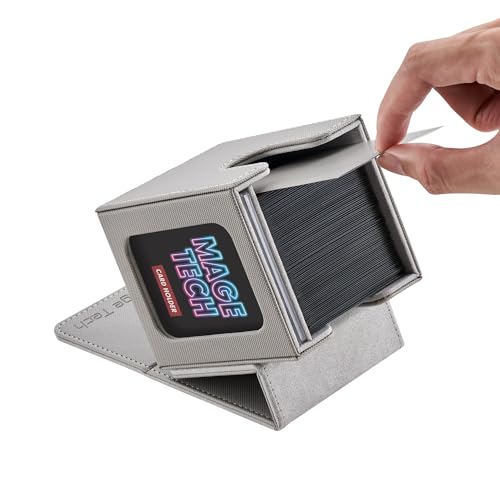 Mage Tech Commander Deck Box Lite - Card Display with Snap Card Holder & Removable Cover, Fits 100+ Single-Sleeved Cards, Ideal for MTG, PTCG, OPCG, SWU & More (Grey) - color: Grey
