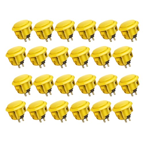 QANBA D-lite Arcade Button Original Buttons Snap-In Joystick Arcade Buttons for DIY arcade machines 30mm Push button switch(Boxed）(30mm Yellow（DL11) 24 Pcs) - size: 30mm Yellow（DL11) 24 Pcs