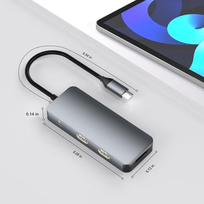 Dual HDMI Adapter for 2 Monitors, Laptop Docking Station Dual Monitor, HDMI Splitter for Dual Monitors, 4K@60hz Double Monitor Adapter, USB C Docking Station for Dell/HP/Mac Laptop - style: 8 IN 1 4K@60hz