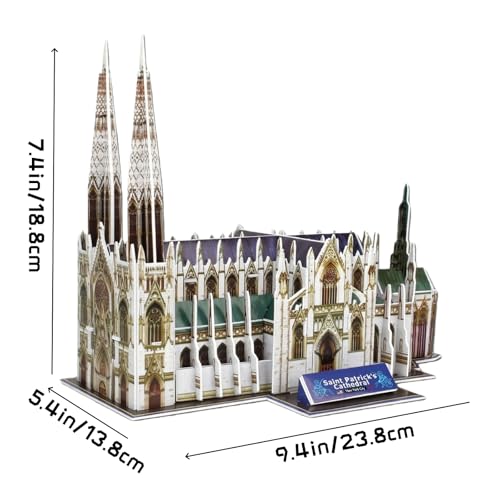 Architecture World Famous of 3D Puzzle.Build Your Own Collection of 17 Global Landmarks (Notre Dame, Colosseum) - Educational DIY Model Kit for Kids & Adults. (St. Patrick's Cathedral) - color: St. Patrick's Cathedral