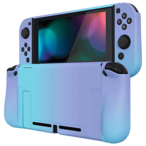 PlayVital Cute Ergonomic Grip Case for Nintendo Switch, Upgraded Protective Hard Case Protector for Switch - Shock-absorbent Anti-Scratch Dockable Durable Cover Game Accessories, Gradient Violet Blue - color: Gradient Violet Blue