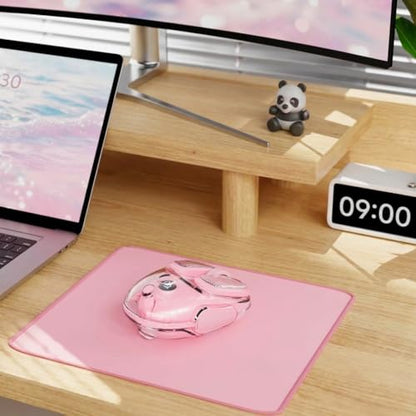 SEUNKWANG Q9 Transparent Wireless Mouse with RGB Lighting, Compact Multi-Device Bluetooth & 2.4G Computer Mouse, Rechargeable, Quiet Clicks, 4800 DPI Cute Mice for Laptop, PC, Mac, iPad - Pink - color: Pink