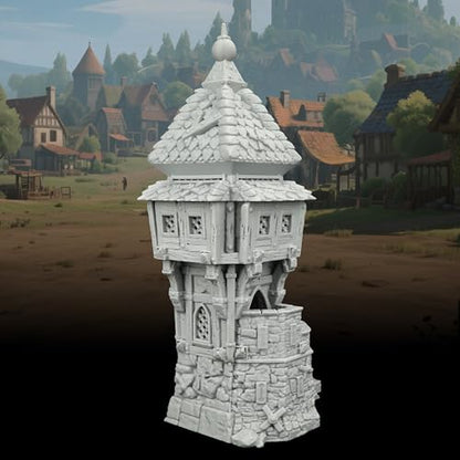 AUSPDICE RPG Scenery, 25mm Scale Unpainted TTRPG Medieval Village Building | 1:64 DND Terrain Building for Dungeons and Dragons, Tabletop Map Props, Fantasy Wargames and Miniature Games-AF1124B - color: Af1124b Medieval Village B