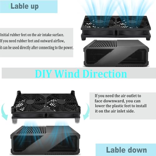 VTRETU Cooling Fan, Dual 120mm Fan for Router Rack DIY Audio Video Network Cabinet Server Cooling Project and Equipment Workstation Xbox PS5 Cooling Accessories 240 * 120 * 25mm - style: 240mm