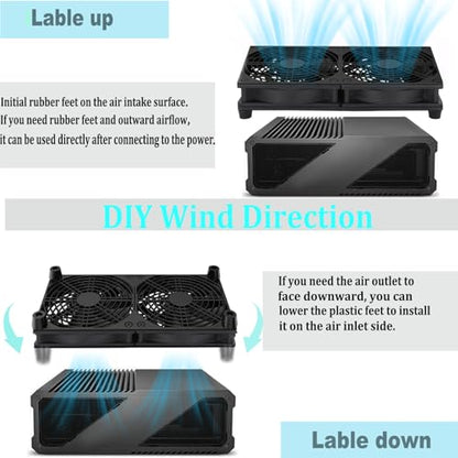 VTRETU Cooling Fan, Dual 120mm Fan for Router Rack DIY Audio Video Network Cabinet Server Cooling Project and Equipment Workstation Xbox PS5 Cooling Accessories 240 * 120 * 25mm - style: 240mm
