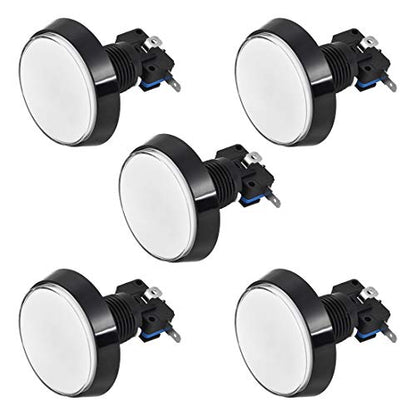 uxcell Game Push Button 60mm Round 12V LED Illuminated Push Button Switch with Micro Switch for Arcade Video Games White 5pcs - color: White