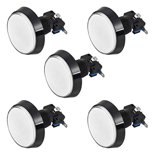 uxcell Game Push Button 60mm Round 12V LED Illuminated Push Button Switch with Micro Switch for Arcade Video Games White 5pcs - color: White
