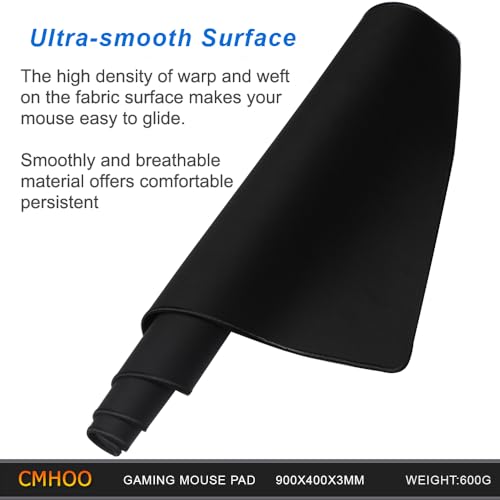 XXL Professional Large Mouse Pad & Computer Game Mouse Mat (35.4x15.7x0.12IN, 90x40 Black) - color: 90x40 Black, size: 35.4x15.7x0.1IN