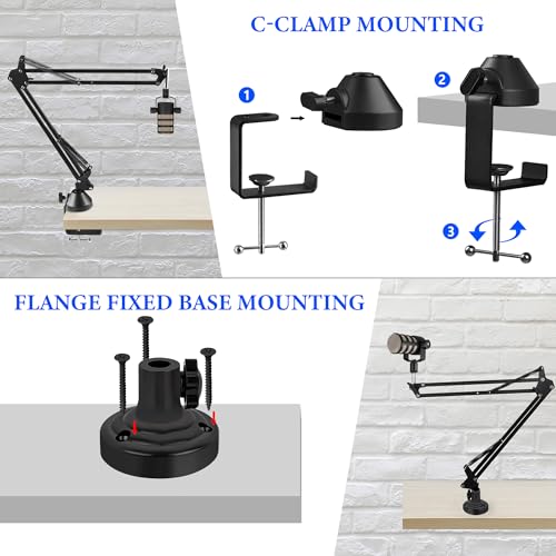 GEEKRIA for Creators Microphone Arm Compatible with Rode NT-USB, NT1-A, NT1, Mic Boom Arm Mount with Table Flange Adapter, Adjustable Suspension Stand, Desk Mount Holder