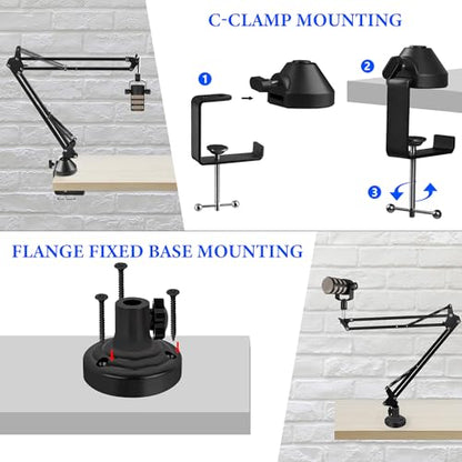 GEEKRIA for Creators Microphone Arm Compatible with Rode NT-USB, NT1-A, NT1, Mic Boom Arm Mount with Table Flange Adapter, Adjustable Suspension Stand, Desk Mount Holder
