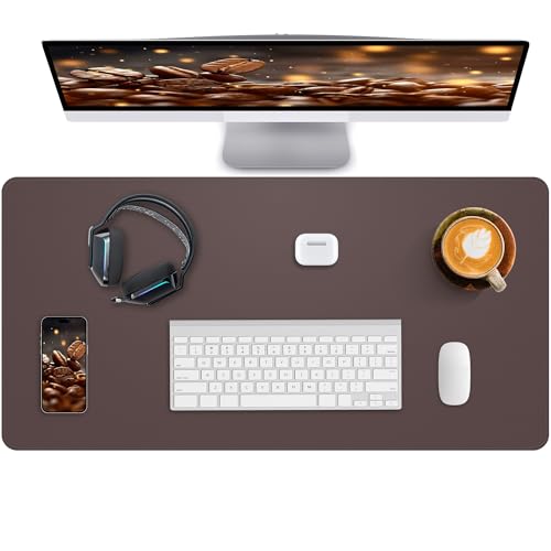 Desk Pad Mat - Leather Desk Pad Protector for Office and Home - Desk Organization and Accessories - Ideal for Large Mouse Pad and Desk Mats on Top of Desks(Coffee,31.5" x 15.7") - color: Coffee, size: 32" x 15.8"