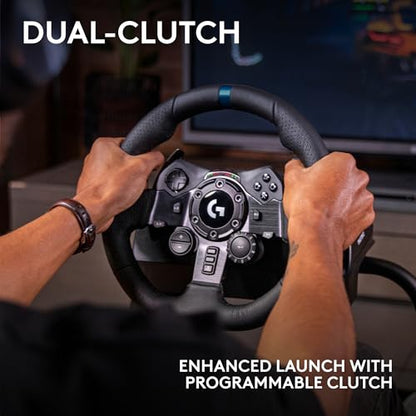 Logitech G923 Racing Wheel and Pedals, TRUEFORCE up to 1000 Hz Force Feedback, Gaming Steering Wheel PS5, PS4, PC, Mac, Genuine Leather- Black - style: Playstation|PC